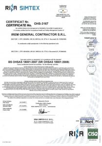 IREM General Contractor S.R.L. OHSAS 18001 2008 RINA, exp.14.12.2020_vizat 2019 (HQ)jpg_Page1